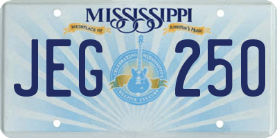 MS license plate JEG250
