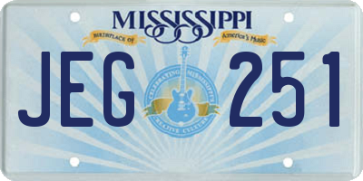 MS license plate JEG251
