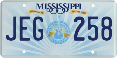 MS license plate JEG258