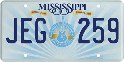 MS license plate JEG259