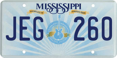 MS license plate JEG260