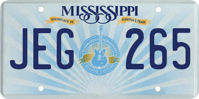 MS license plate JEG265