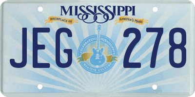 MS license plate JEG278