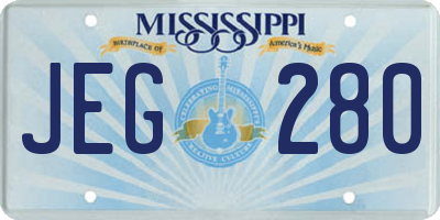 MS license plate JEG280
