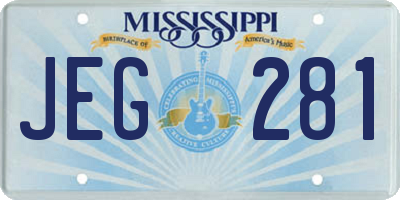 MS license plate JEG281