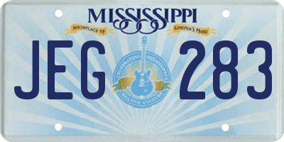 MS license plate JEG283