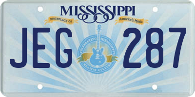 MS license plate JEG287