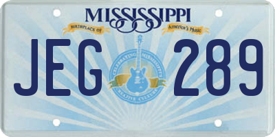 MS license plate JEG289
