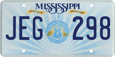 MS license plate JEG298