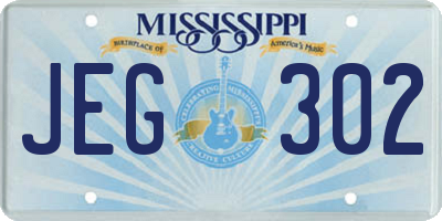 MS license plate JEG302