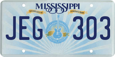 MS license plate JEG303