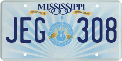 MS license plate JEG308