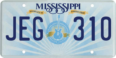 MS license plate JEG310