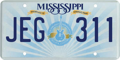 MS license plate JEG311