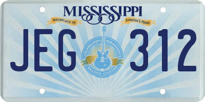 MS license plate JEG312