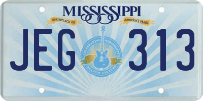 MS license plate JEG313