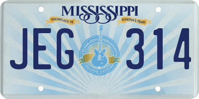 MS license plate JEG314