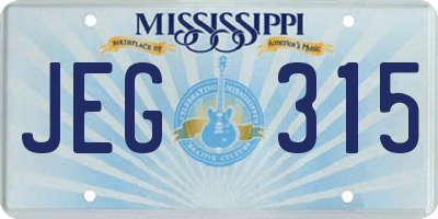 MS license plate JEG315