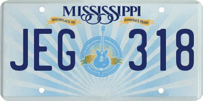 MS license plate JEG318