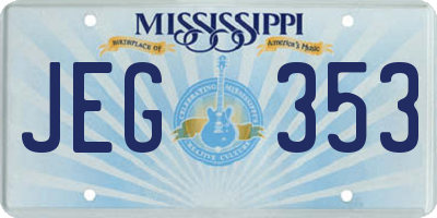 MS license plate JEG353