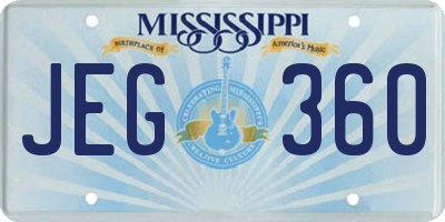 MS license plate JEG360
