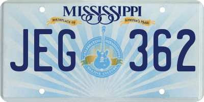 MS license plate JEG362