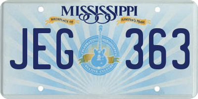 MS license plate JEG363