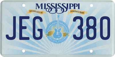 MS license plate JEG380