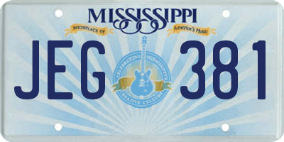 MS license plate JEG381