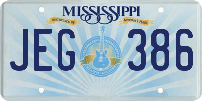 MS license plate JEG386