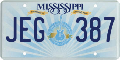 MS license plate JEG387