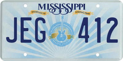MS license plate JEG412