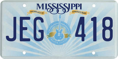 MS license plate JEG418