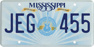 MS license plate JEG455