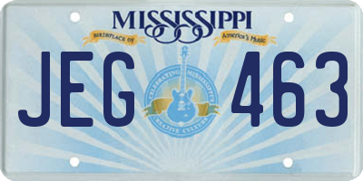 MS license plate JEG463