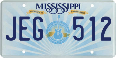 MS license plate JEG512
