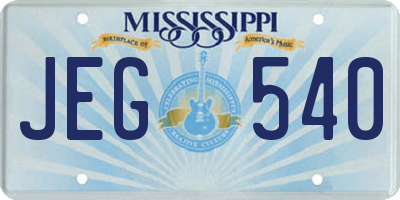 MS license plate JEG540