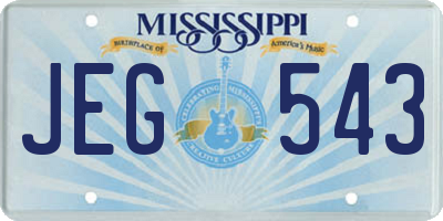 MS license plate JEG543