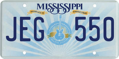 MS license plate JEG550