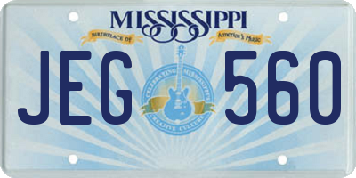MS license plate JEG560