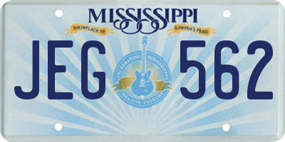 MS license plate JEG562