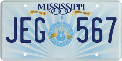 MS license plate JEG567