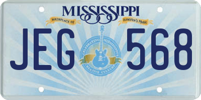 MS license plate JEG568