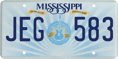 MS license plate JEG583