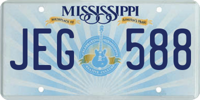 MS license plate JEG588