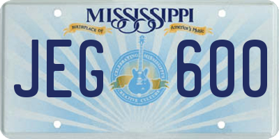 MS license plate JEG600