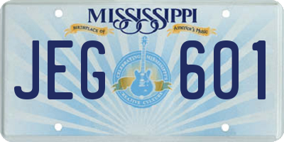 MS license plate JEG601