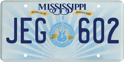 MS license plate JEG602