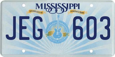 MS license plate JEG603