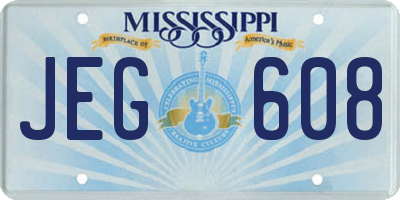 MS license plate JEG608